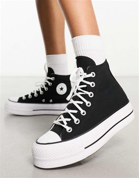 Converse Chuck Taylor All Star Lift platform Hi trainers in black ...