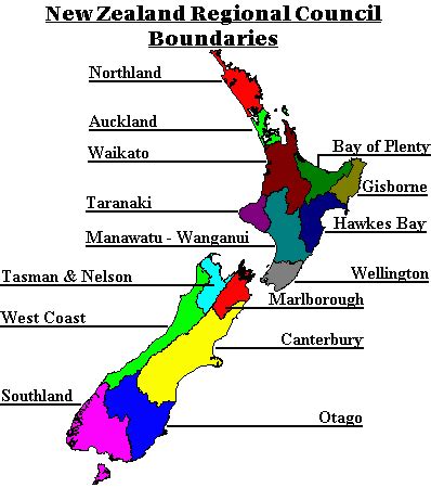 New Zealand Regions Map - ToursMaps.com