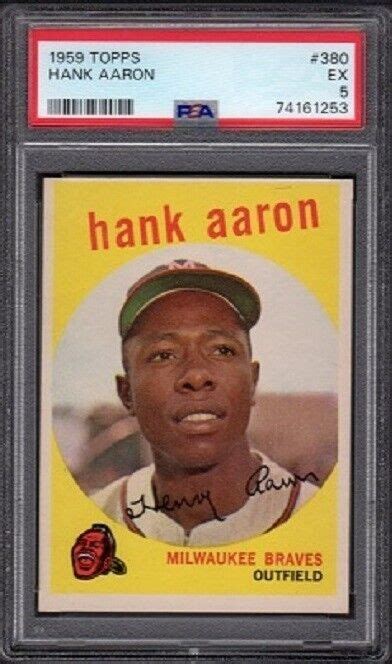 1959 Hank Aaron Topps Baseball Card 380 Graded PSA 5 Excellent EX EBay