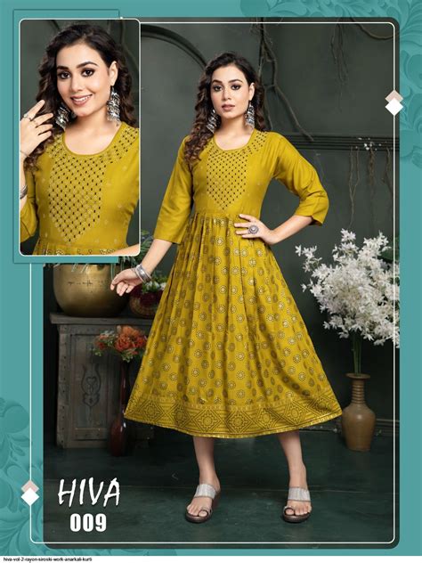 HIVA VOL 2 RAYON SIROSKI WORK ANARKALI KURTI