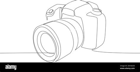 Dslr Camera Digital Vector With One Continuous Single Line Drawing