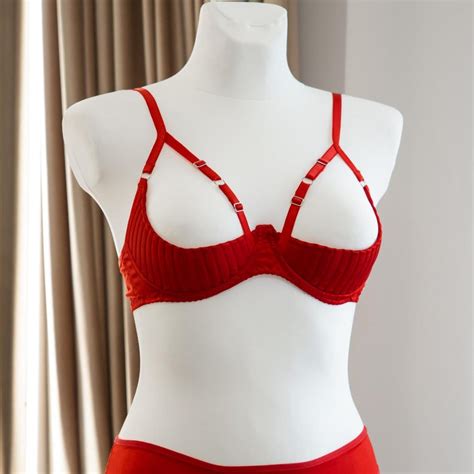 Shelf Bra Open Cupless With Support Straps Quarter Cup For Large Bust Lingerie Open Crotched