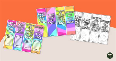 Growth Mindset Bookmarks Teach Starter