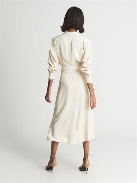 Reiss Darcy Regular Belted Midi Shirt Dress In Neutral Endource