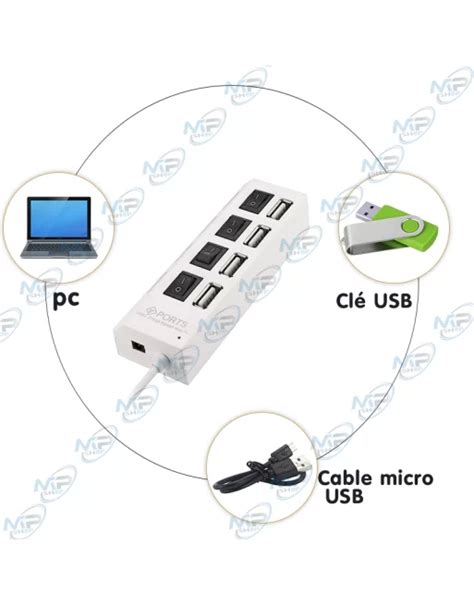 HUB USB 4 PORTS AVEC INTERRUPTEUR