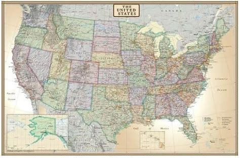 24x36 States US Executive Wall Map Mural 24x36 Laminated Walmart