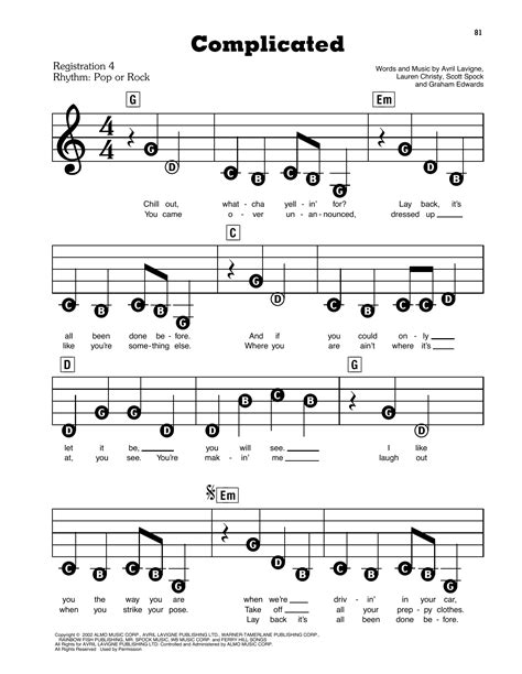 Complicated Avril Lavigne Guitar Chords