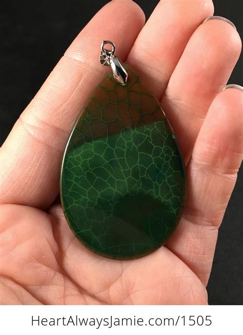 Brown And Green Dragon Veins Agate Stone Pendant Vlmlvieafa