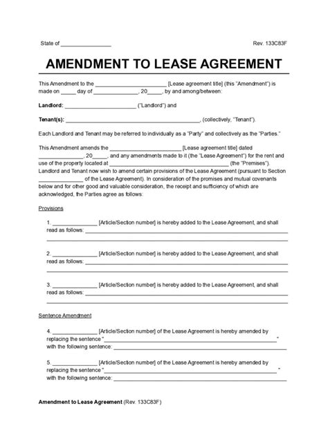 Free Lease Amendment Templates Pdf And Word