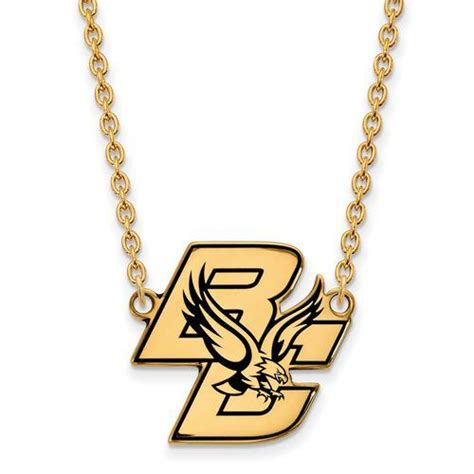 Boston College Large Enamel Pendant With Chain Necklace Gold Plated