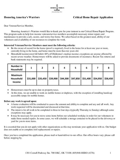 Fillable Online Critical And Minor Home Repair Application Fax