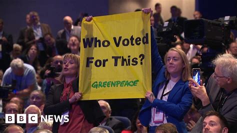 Tory Conference Moment Truss Speech Interrupted By Protesters Bbc News