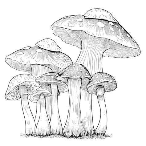 Een Tekening Van Paddenstoelen Met De Titel Mushroom Erop Premium