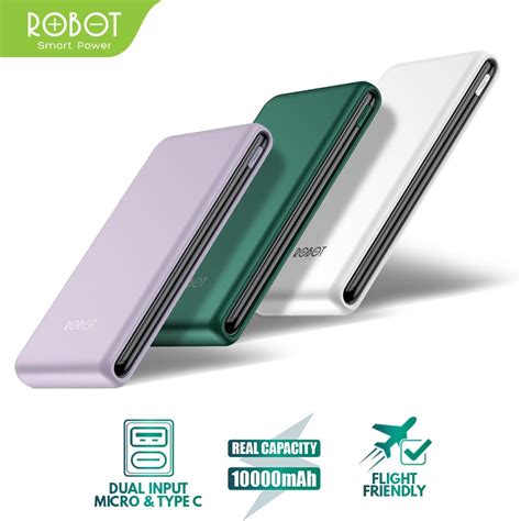 Jual POWER BANK ROBOT RT180 10 000mAh Dual Input Port Type C