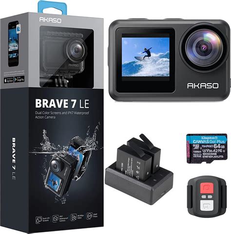 AKASO Brave 7 LE Action Cam 4k30FPS 20MP Mit 64GB U3 Speicherkarte