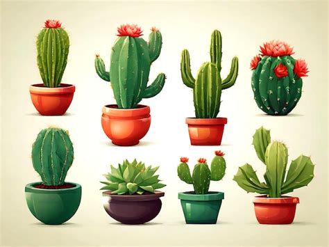 Premium Vector Vector Set Of Cactus Plants Isolated