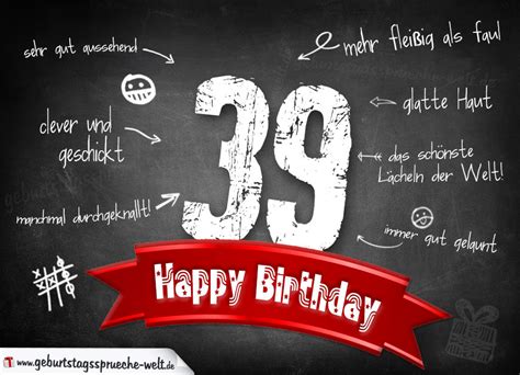 Komplimente Geburtstagskarte Zum 39 Geburtstag Happy Birthday