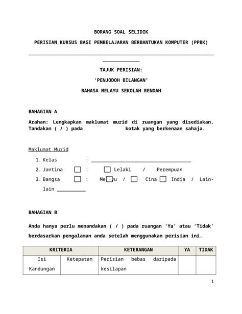 Docx Soal Selidik Dokumen Tips