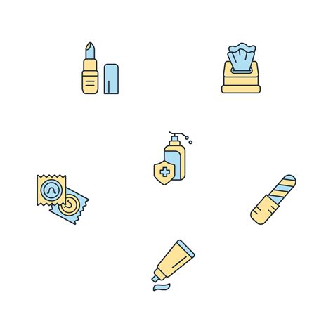 Travel Toiletries Icons Set Travel Toiletries Pack Symbol Vector