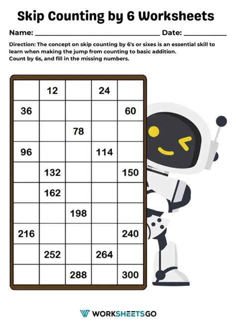 Skip Counting By 6 Worksheets WorksheetsGO