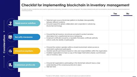 Checklist For Implementing Blockchain Blockchain In Manufacturing A