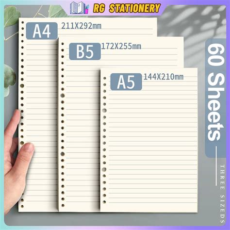 Pre OrderA5 B5 A4 Refill Pages Loose Leaf Notebook Binder Refill 60