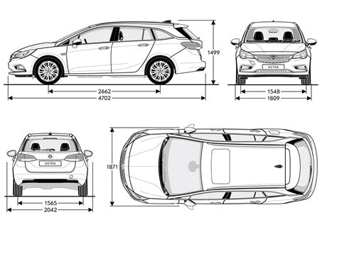 Opel Astra Tourer 2017 Blueprint - Download free blueprint for 3D modeling