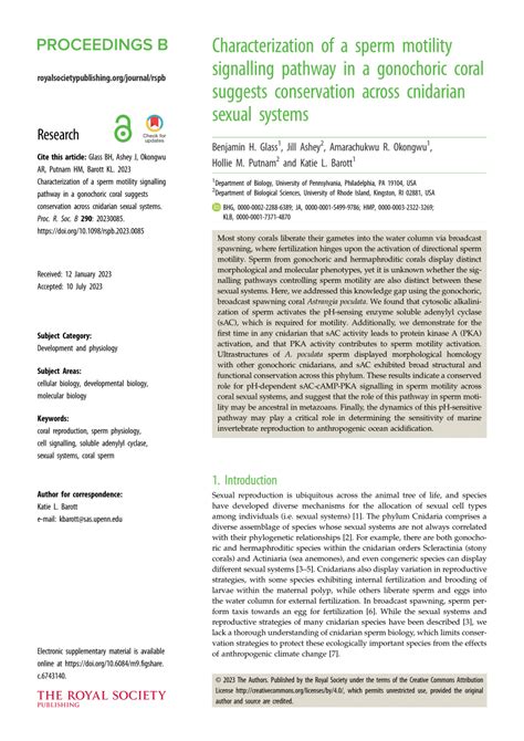 PDF Characterization Of A Sperm Motility Signalling Pathway In A