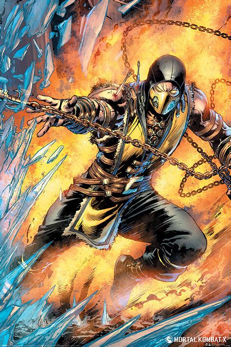 Poster Quadro Mortal Kombat Scorpion Su Europosters