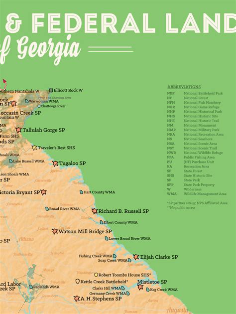 Georgia State Parks And Federal Lands Map 18x24 Poster Best Maps Ever