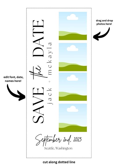 Photo Booth Strip Save The Date Template Etsy