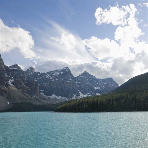 Moraine Lake And Valley Of Ten Peaks Stock Photo