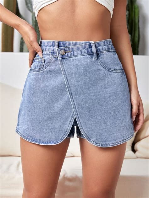 Wrap Front Denim Skort