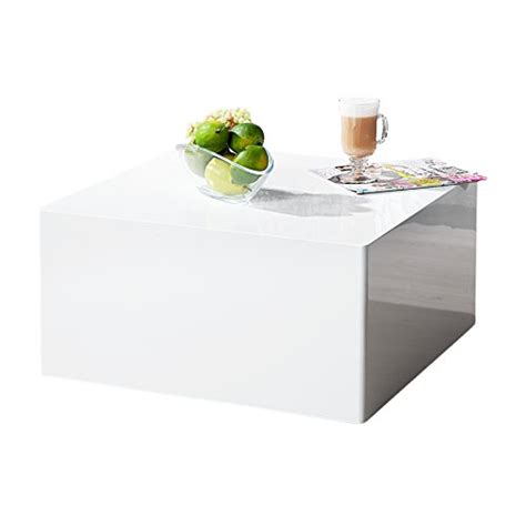 Puristischer Design Couchtisch MONOBLOC L weiß Hochglanz quadratisch