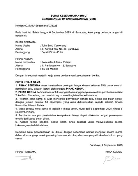 15 Surat MOU untuk Bisnis hingga Pemerintah, Siap Pakai! - KantorKu