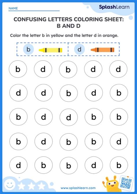 Confusing Letters Coloring Sheet: b and d — Printable ELA Worksheet