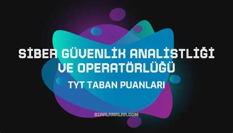 TYT Siber Güvenlik Analistliği ve Operatörlüğü Taban Puanları 2024