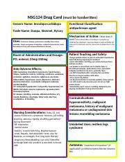 Levodopa Carbidopa Docx NSG124 Drug Card Must Be Handwritten Generic