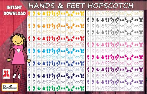 Hopscotch Game With Hands And Feet Printable Sensory Path Etsy