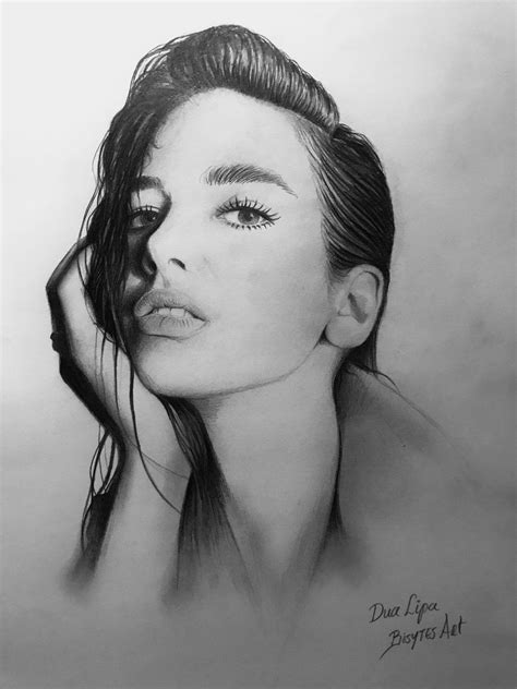 Dua Lipa Portrait Drawing Pencil Drawings Portrait