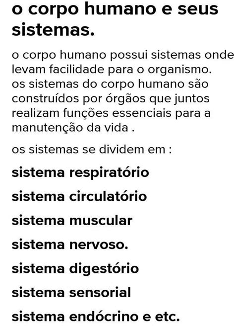 Texto Sobre Os Sistemas Do Corpo Humano Hot Sex Picture