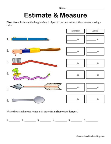 Measuring Inches Worksheets Grade