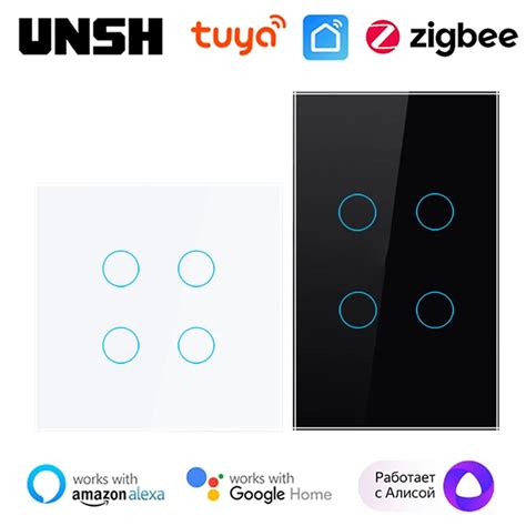 Tuya ZigBee Smart Light Switch 1 2 3 4 6 Gang Touch Wall Switch With No