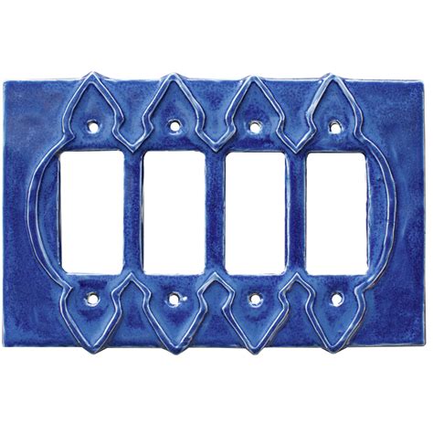 Moroccan Ceramic Quad Rocker Light Switch Plate And Gfi Outlet Cover