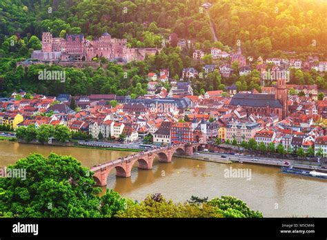 Panoramic View Of Beautiful Medieval Town Heidelberg Including Carl