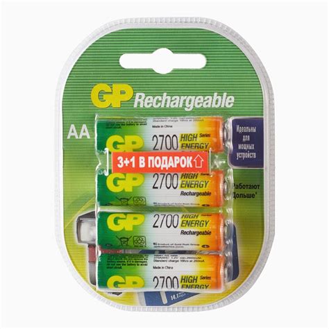 Аккумулятор Ni-Mh 2700 мА·ч 1.2 В GP Rechargeable 2700 Series AA, в ...