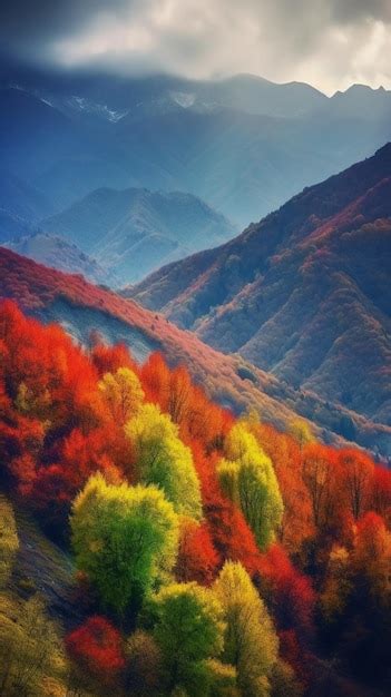 Premium AI Image | Autumn in the mountains wallpaper