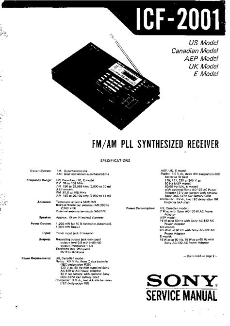 Sony Icf 2001 Sch Service Manual Download Schematics Eeprom Repair