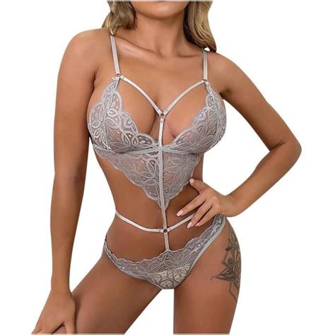 Mode féminine dentelle fronde croix lingerie sexy évider costume deux