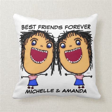 Best Friends Forever Cartoon Throw Pillow | Zazzle